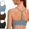 Spaghetti Strap Padded Sports Bras for Women - Y Back Yoga Workout Tops (3 Pack)