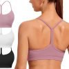Spaghetti Strap Padded Sports Bras for Women - Y Back Yoga Workout Tops (3 Pack)