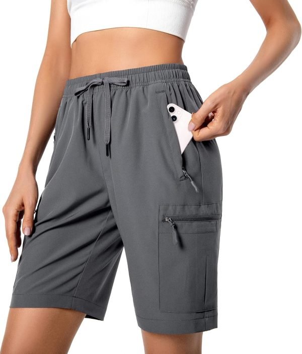 81Oy3WdSASL._AC_SL1500 Women's Lightweight Hiking Cargo Shorts Quick Dry Athletic Shorts for Camping Travel Golf with Zipper Pockets Water Resistant