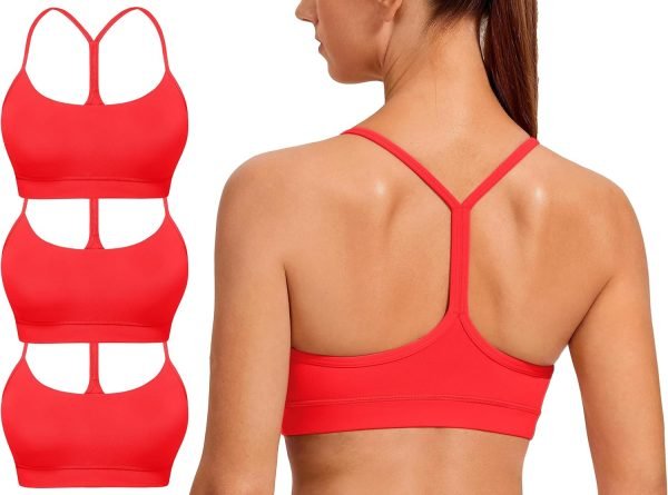 Spaghetti Strap Padded Sports Bras for Women - Y Back Yoga Workout Tops (3 Pack)