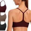 Spaghetti Strap Padded Sports Bras for Women - Y Back Yoga Workout Tops (3 Pack)