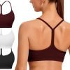 Spaghetti Strap Padded Sports Bras for Women - Y Back Yoga Workout Tops (3 Pack)
