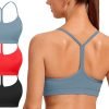 Spaghetti Strap Padded Sports Bras for Women - Y Back Yoga Workout Tops (3 Pack)