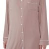 Womens Bamboo Viscose Sleep Shirt Long Sleeve Button Down Nightgowns Boyfriend Nightshirt S-XXL
