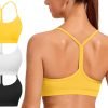 Spaghetti Strap Padded Sports Bras for Women - Y Back Yoga Workout Tops (3 Pack)